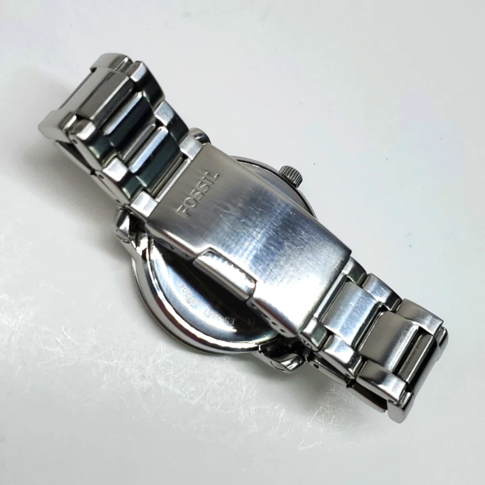 Fossil Watch ES2967 Silver Steel  Wristband Crystal Bezel Multifunction Watch